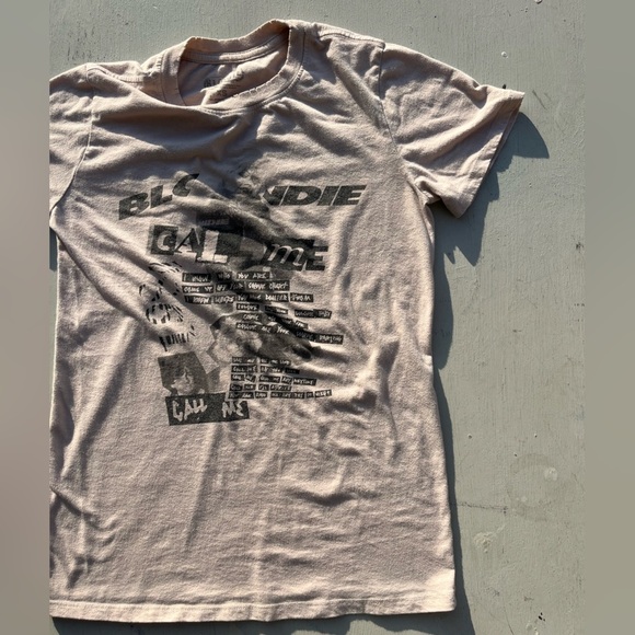 Women's Blondie T-Shirt Beige Spell-0ut XS New Wave 70s New York Debbie Harry - Picture 5 of 14